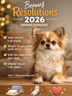 ✨ Bonnes résolutions 2026 – version Chihuahua 🐾Cette année, les Chihuahuas ont pris leurs résolutions très au sérieux…
✔️ être encore plus présents (oui, même aux toilettes 😅)
✔️ monopoliser le canapé sans aucun complexe
✔️ réclamer des câlins à toute heure
✔️ et rappeler chaque jour qui est le vrai chef de la maison 👀Parce qu’avec un Chihuahua,
les bonnes résolutions ressemblent surtout à
plus d’amour, plus de moments partagés
et beaucoup moins d’espace personnel 🐶🤍👉 Et chez vous, quelles sont les résolutions de votre chichi pour 2026 ?
Dites-le-nous en commentaire 👇Chihuahuas de la Vallée des Cèdres Bleus⸻#chihuahua #chihuahualove #chihuahuasofinstagram #chihuahualife #dogsofinstagram #instadog #dogstagram #doglover #petlover #petparents #chiens #chiensdefrance #chiot #cuteanimals #cutedog #dogdaily #furryfriend #smallbreed #familydog #dogcommunity #petstagram #doglife #ilovemydog #doghumor #chien #newyearvibes #bonnesresolutions #2026
