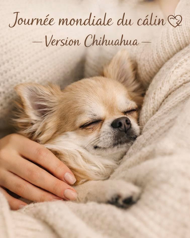 🤍 Journée mondiale du câlinAujourd’hui, on célèbre les câlins 🫶Ceux qui réchauffent,
ceux qui apaisent,
ceux qui ne demandent rien…
à part un peu plus de place sur le canapé 😌🐾Avec un chihuahua,
le câlin n’est jamais optionnel.
C’est une promesse de douceur,
tous les jours.👉 Et vous, êtes-vous coincés sous un chichi en ce moment ?😅⸻#journeeducalin #chihuahua #chienamour #dogcuddle #instachien #dogloverfrance #chihuahualife #chienmignon #petlove #amourinconditionnel #dogvibes #chienheureux #instadog #chiensdecompagnie #passionchien #dogdaily #pettherapy #chihuahuaaddict #chihuahuafrance #dogfamily #calin #hugday #dogcommunity #petlovers #cocooning #winterdog #chiencompagnon #loveanimals #petlifestyle #dogfeelings