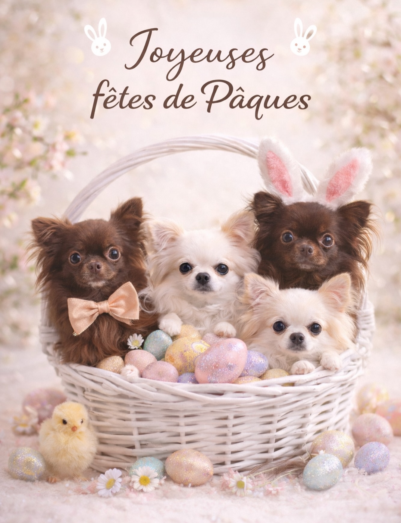 🌸🐣 Joyeuses fêtes de Pâques à tous ! 🐣🌸En ce joli week-end printanier, toute notre petite famille de Chihuahuas vous envoie une pluie de douceur, de tendresse et d’amour 💛Chez nous, l’élevage est avant tout une histoire de famille, de passion et de bien-être pour nos petits compagnons. Pâques est l’occasion parfaite pour célébrer ces instants simples, remplis de joie et de câlins.Nous espérons que cette fête vous apportera autant de bonheur que nos petits Chihuahuas nous en offrent chaque jour.Très belles fêtes de Pâques à vous et à vos proches 🐶✨#ChihuahuaPoilsLongs #ElevageFamilial #ChihuahuaLove #JoyeusesPaques #ChiotChihuahua