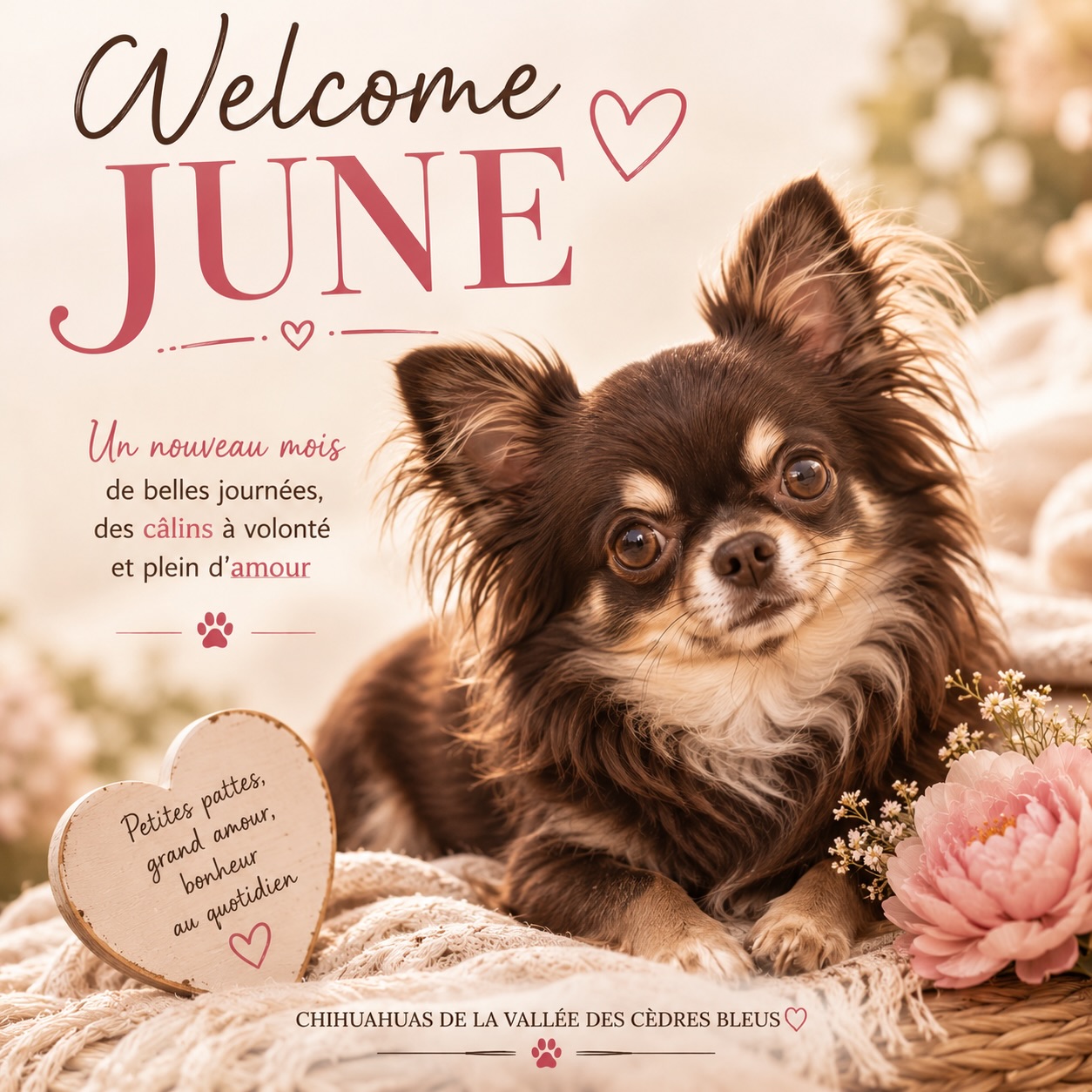 🌸☀️ Bienvenue en juin ☀️🌸Un nouveau mois commence…
30 nouvelles occasions de créer de beaux souvenirs, de partager des moments précieux et de profiter de ceux qui remplissent nos journées de bonheur 🐾🤎Chez nous, juin rime déjà avec câlins, siestes au soleil, petites aventures et beaucoup d’amour ❤️Nous vous souhaitons un merveilleux mois de juin, rempli de douceur, de joie et de belles surprises.Et dites-nous en commentaire 👇
☀️ Quel est votre programme préféré avec votre Chihuahua quand les beaux jours arrivent ?Chihuahuas de la Vallée des Cèdres Bleus 🤎
🌐 https://elevage-chihuahuas-lof.fr#chihuahua #chihuahualove #dogsofinstagram #chiensdefrance #chihuahualife