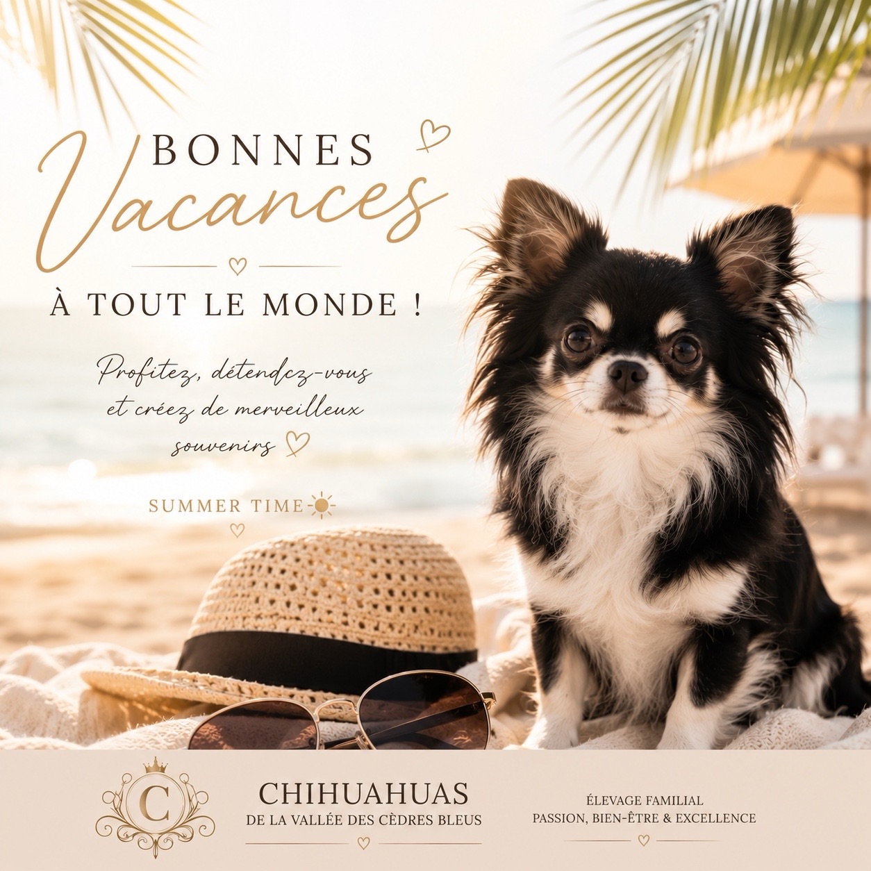 ☀️🤎 Les vacances commencent…Pour certains, elles ont déjà débuté. Pour d’autres, il faudra encore patienter quelques semaines avant de profiter d’un repos bien mérité. 🌴✨Quelle que soit votre destination, nous vous souhaitons de merveilleuses vacances, remplies de beaux souvenirs, de moments précieux et, bien sûr… de câlins avec vos petites truffes. 🐾Et maintenant, on est curieux… 👇🏖️ Team juillet ou Team août ?Et surtout…🐶 Vos Chihuahuas partent-ils en vacances avec vous ? 🚗✈️🏖️
❤️ Ou restent-ils chouchoutés par la famille ou un pet-sitter de confiance ?Dites-nous tout en commentaire ! On adore découvrir vos projets de vacances… et voir vos Chihuahuas aux quatre coins de la France (ou d’ailleurs !). 📸🌍Nous souhaitons de très belles vacances à celles et ceux qui profitent déjà de l’été, et beaucoup de courage à ceux qui comptent les jours avant le départ. Le plus beau reste à venir ! ☀️🤎Chihuahuas de la Vallée des Cèdres Bleus
🌐 https://elevage-chihuahuas-lof.fr#chihuahua #chihuahualove #vacances #dogsofinstagram #chihuahualife